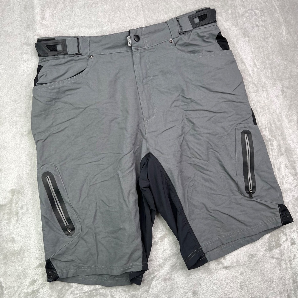 Zoic Shorts Mens XL Ether 11" Cargo Zip Pocket MTB Mountain Biking Unlined Gray